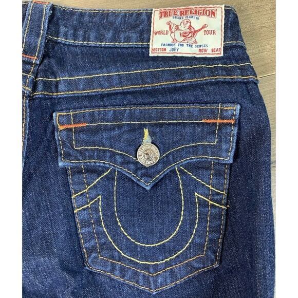 True Religion Womens Jeans Joey Low Rise Flare Stretch Dark Wash Size 28 - Picture 3 of 9